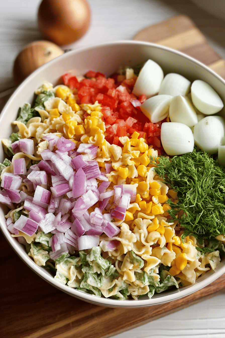 Creamy Dill Rainbow Pasta Salad