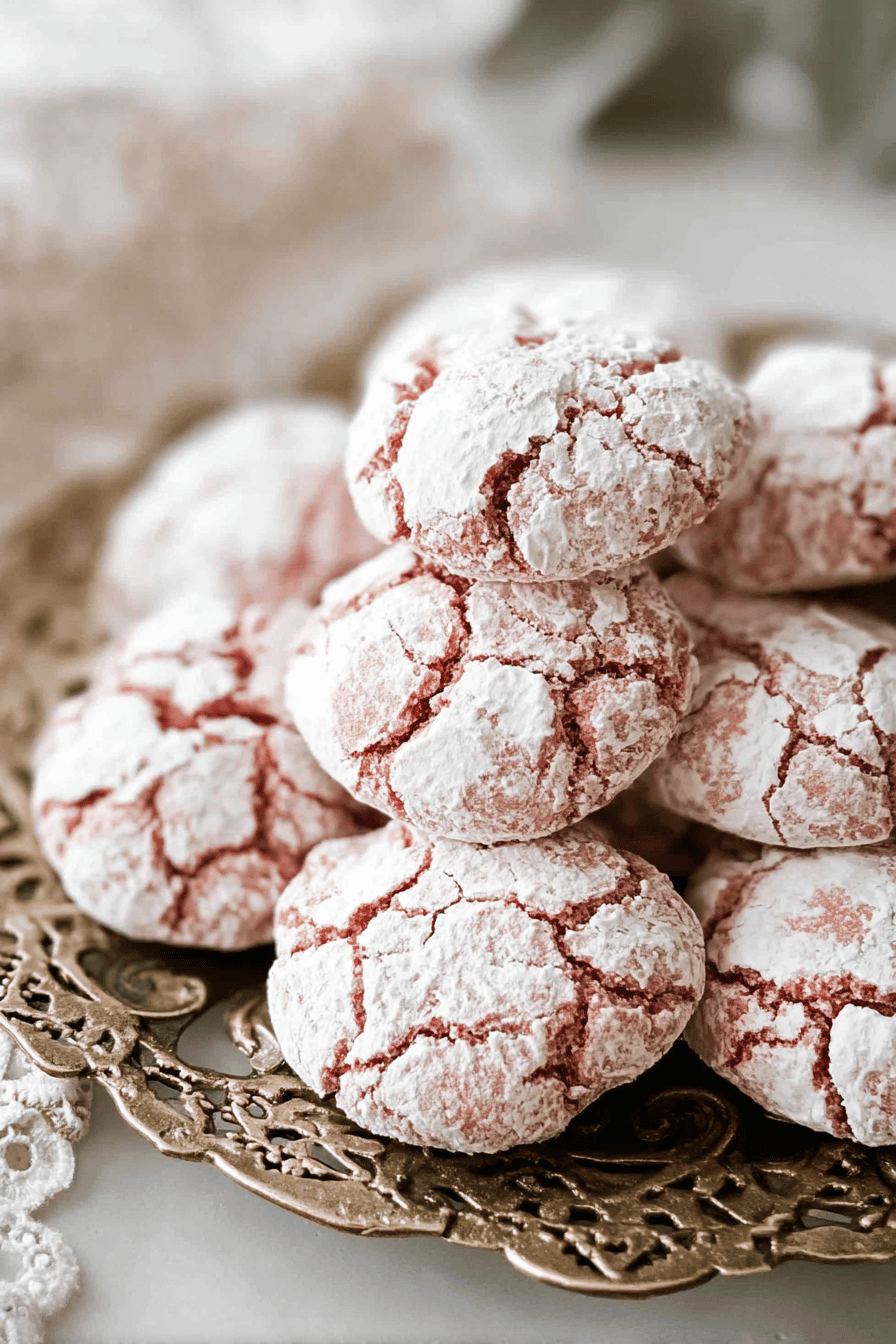 Strawberry Crinkle Cookies