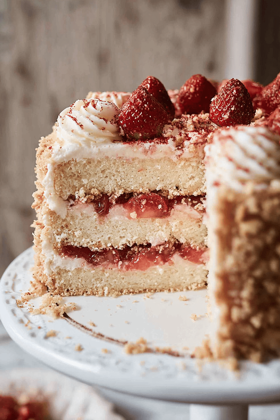 Strawberry Shortcake Crunch Cake