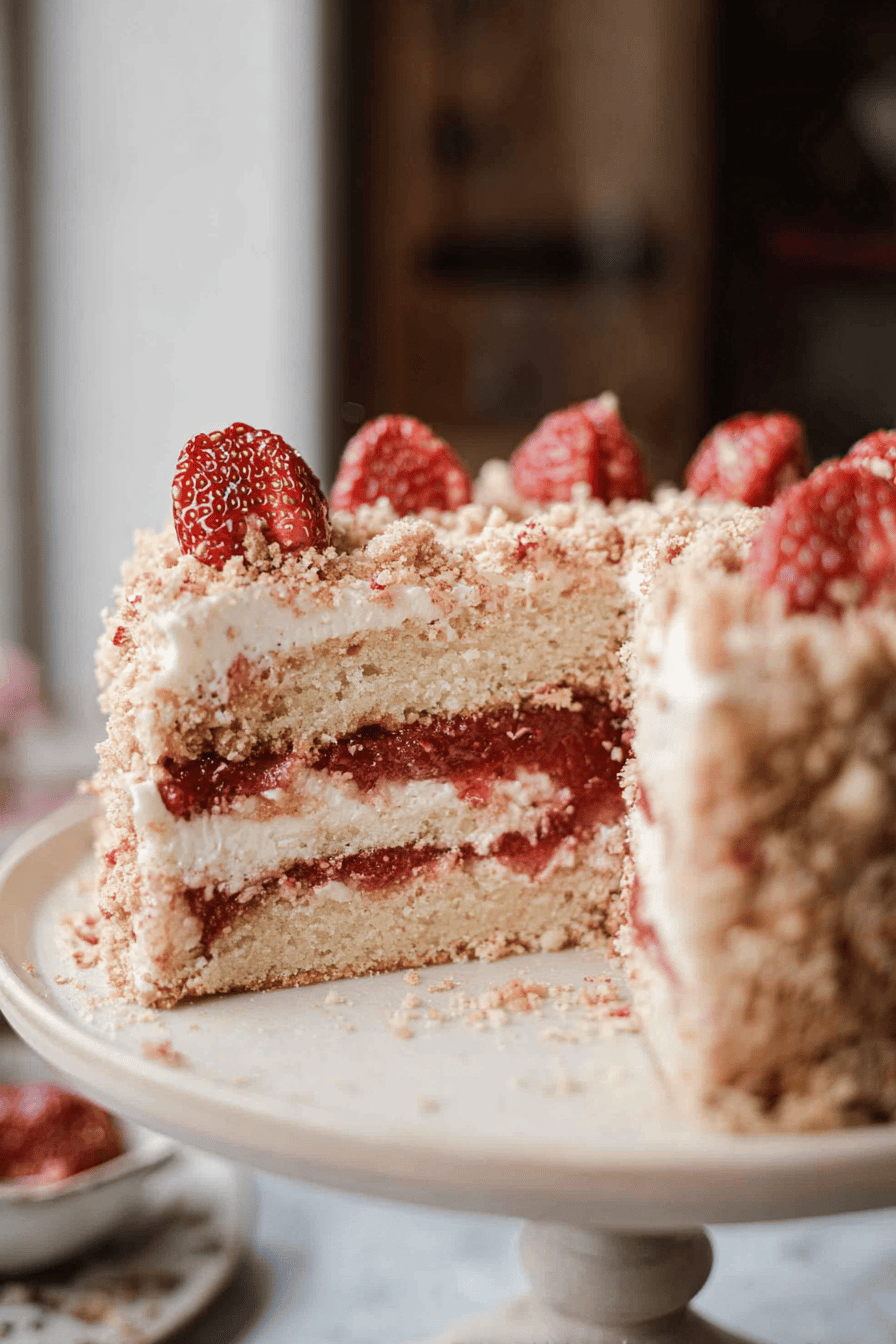 Strawberry Shortcake Crunch Cake