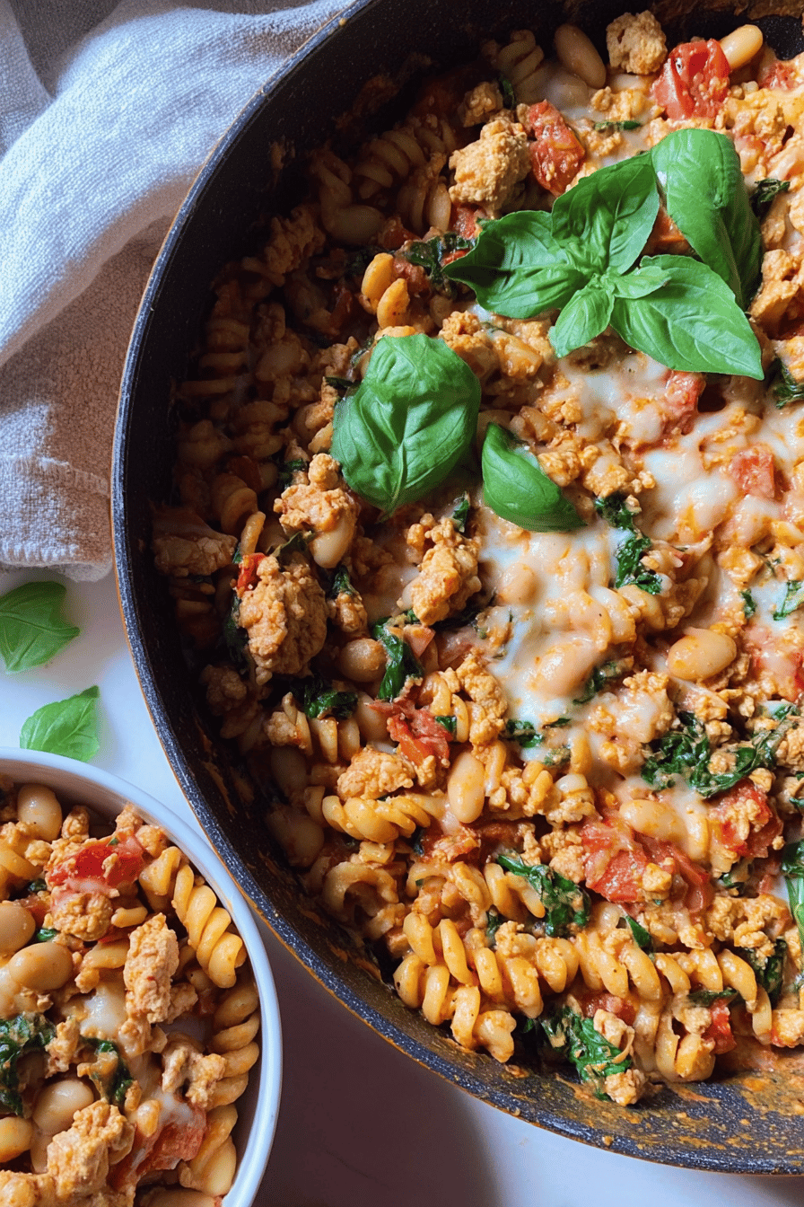 Tuscan White Bean Ground Turkey Skillet