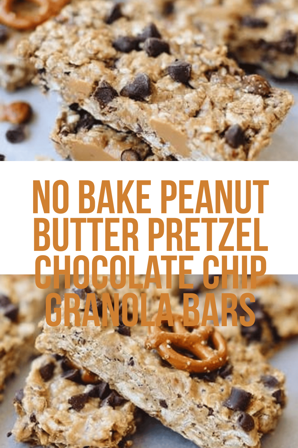 No Bake Peanut Butter Pretzel Chocolate Chip Granola Bars