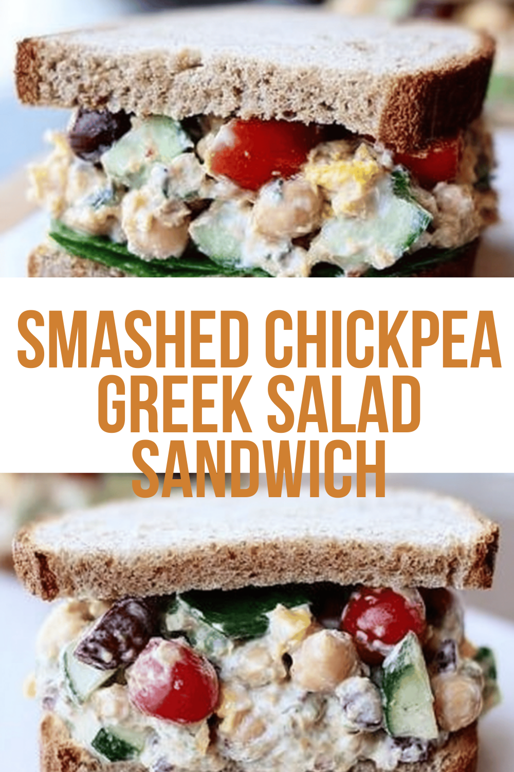 Smashed Chickpea Greek Salad Sandwich