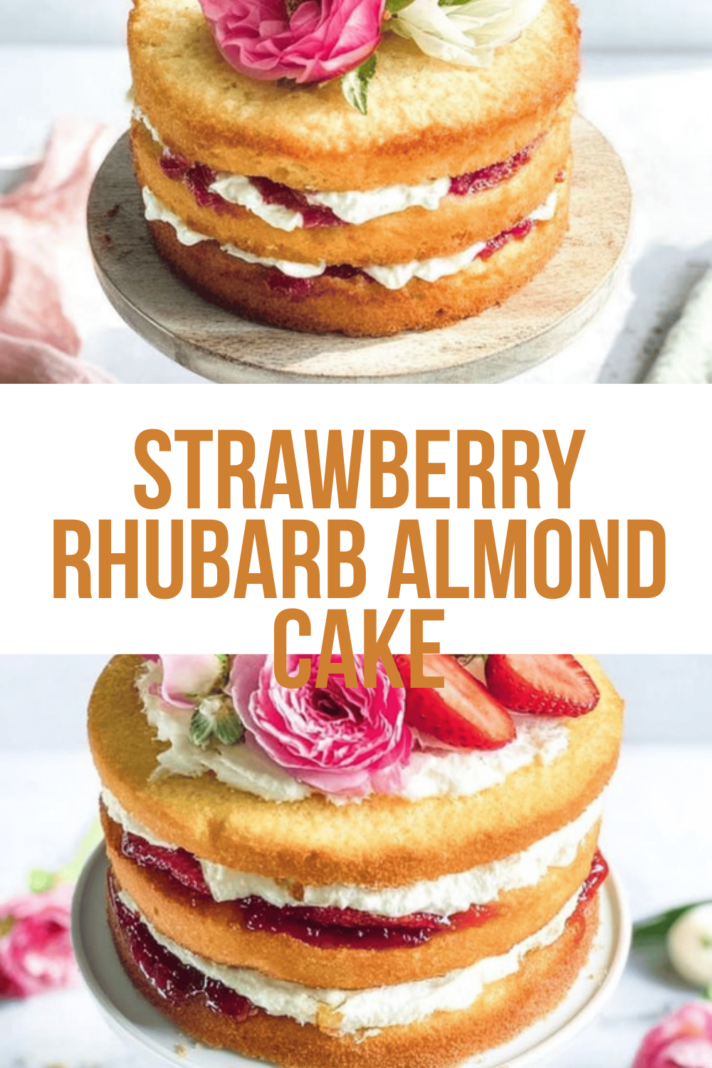 Strawberry Rhubarb Almond Cake