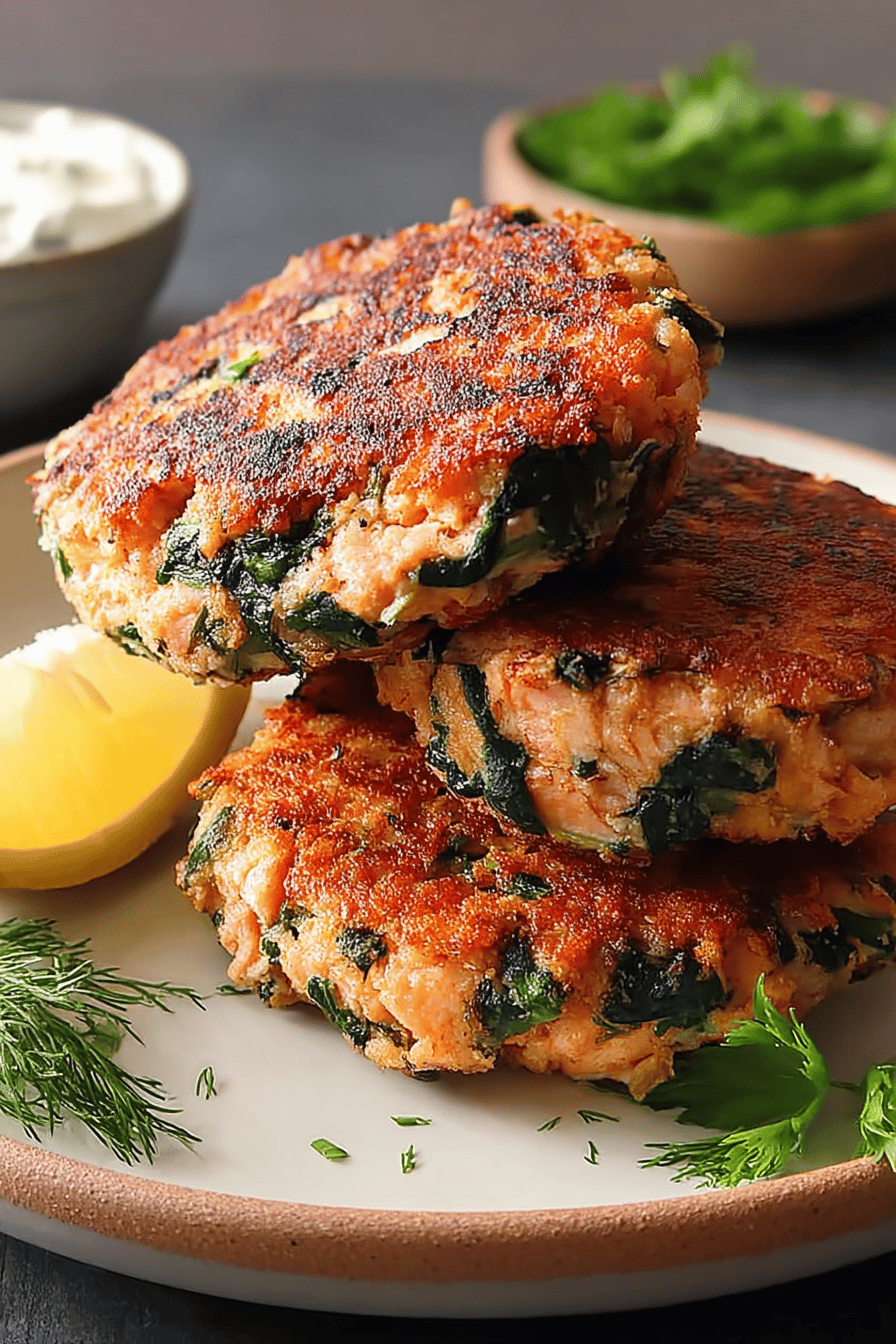 Mediterranean Salmon Spinach Patties