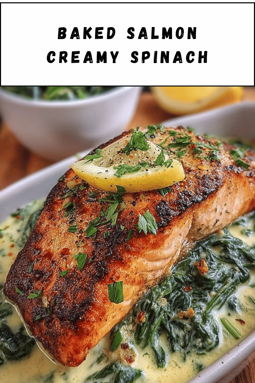 Baked Salmon Creamy Spinach