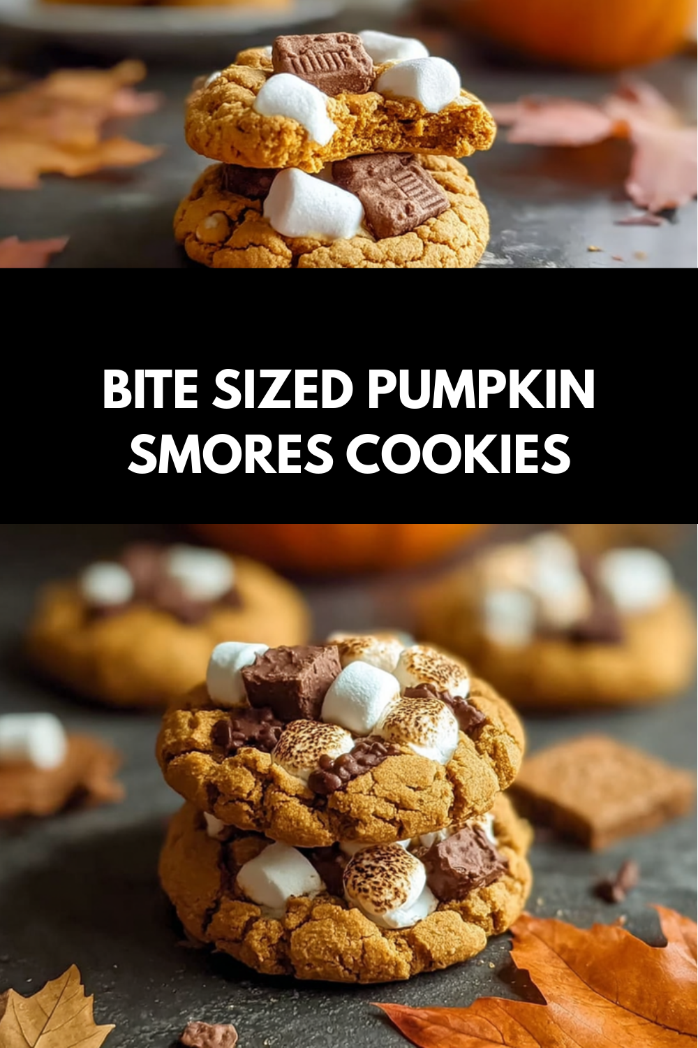 Bite Sized Pumpkin Smores Cookies