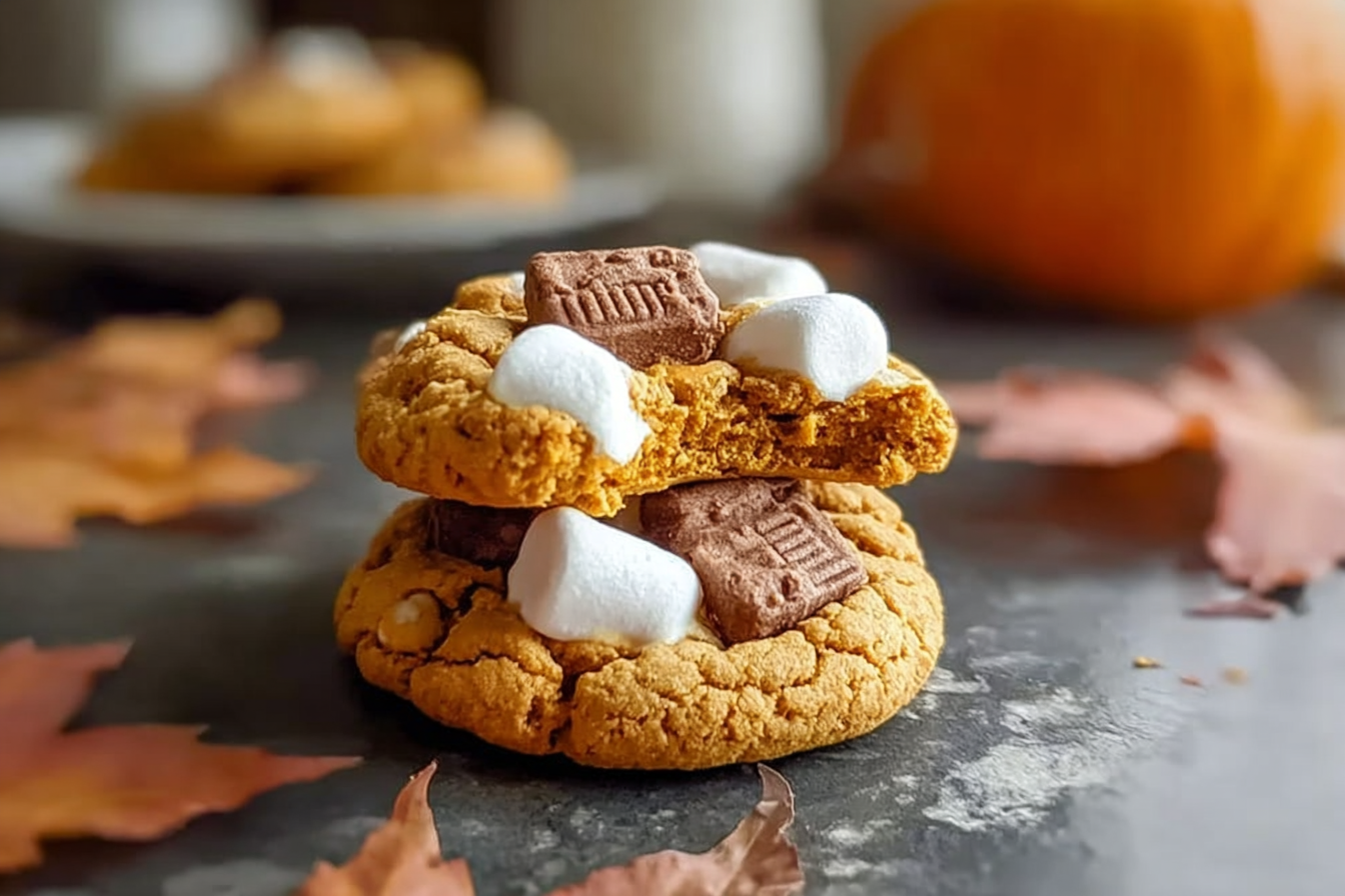 Bite Sized Pumpkin Smores Cookies