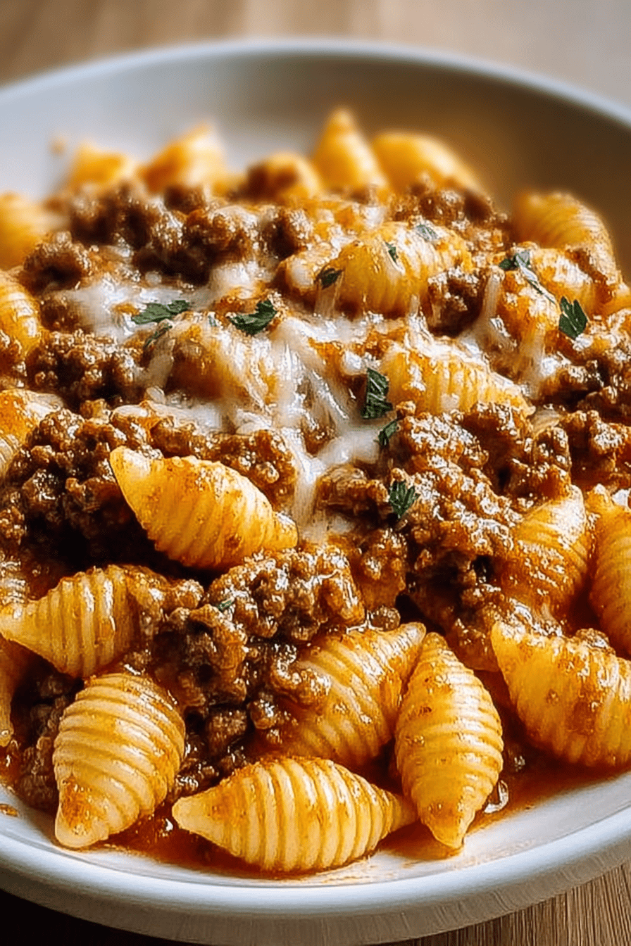 Cheesy Beef Pasta Shells