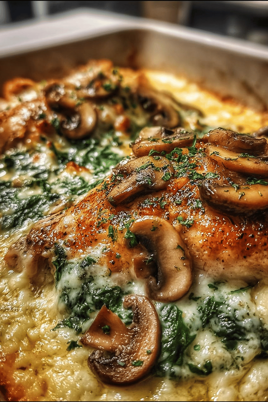 Chicken Spinach Mushroom Bake