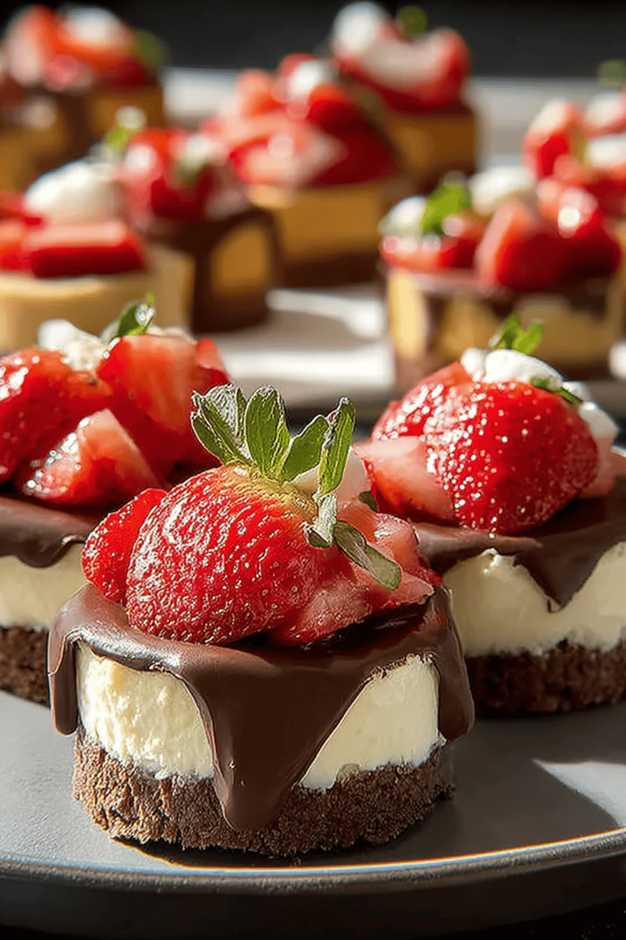 Chocolate Strawberry Mini Cheesecakes