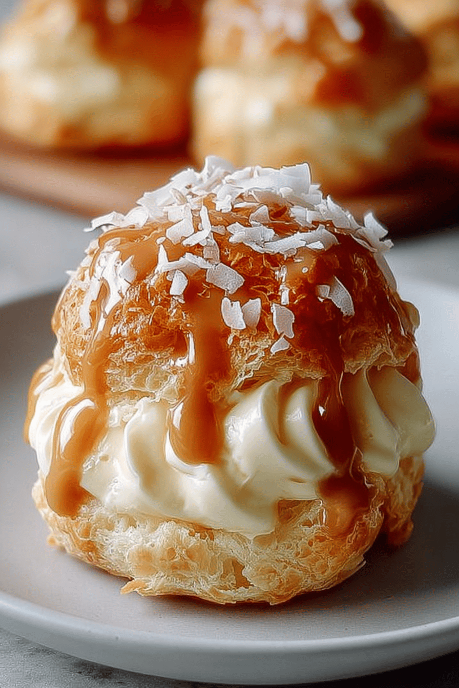 Coconut Caramel Cream Puffs