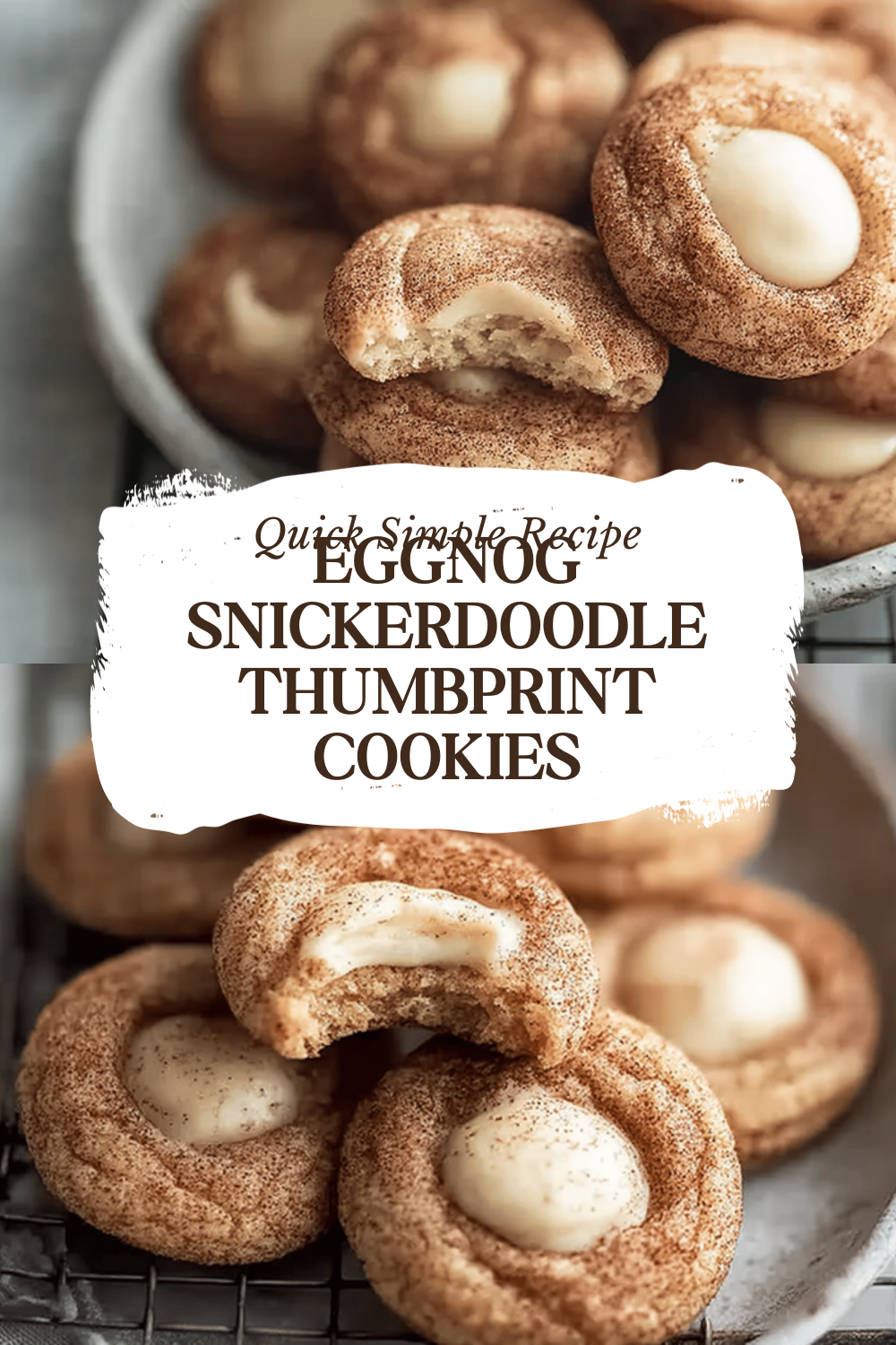 Eggnog Snickerdoodle Thumbprint Cookies