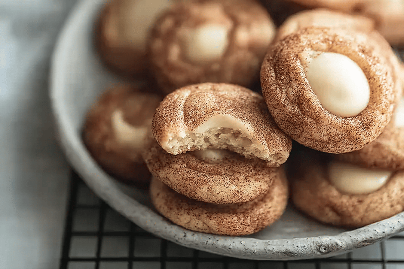 Eggnog Snickerdoodle Thumbprint Cookies