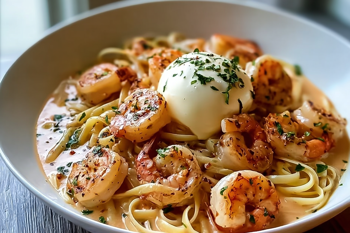 Garlic Infused Creamy Shrimp Pasta
