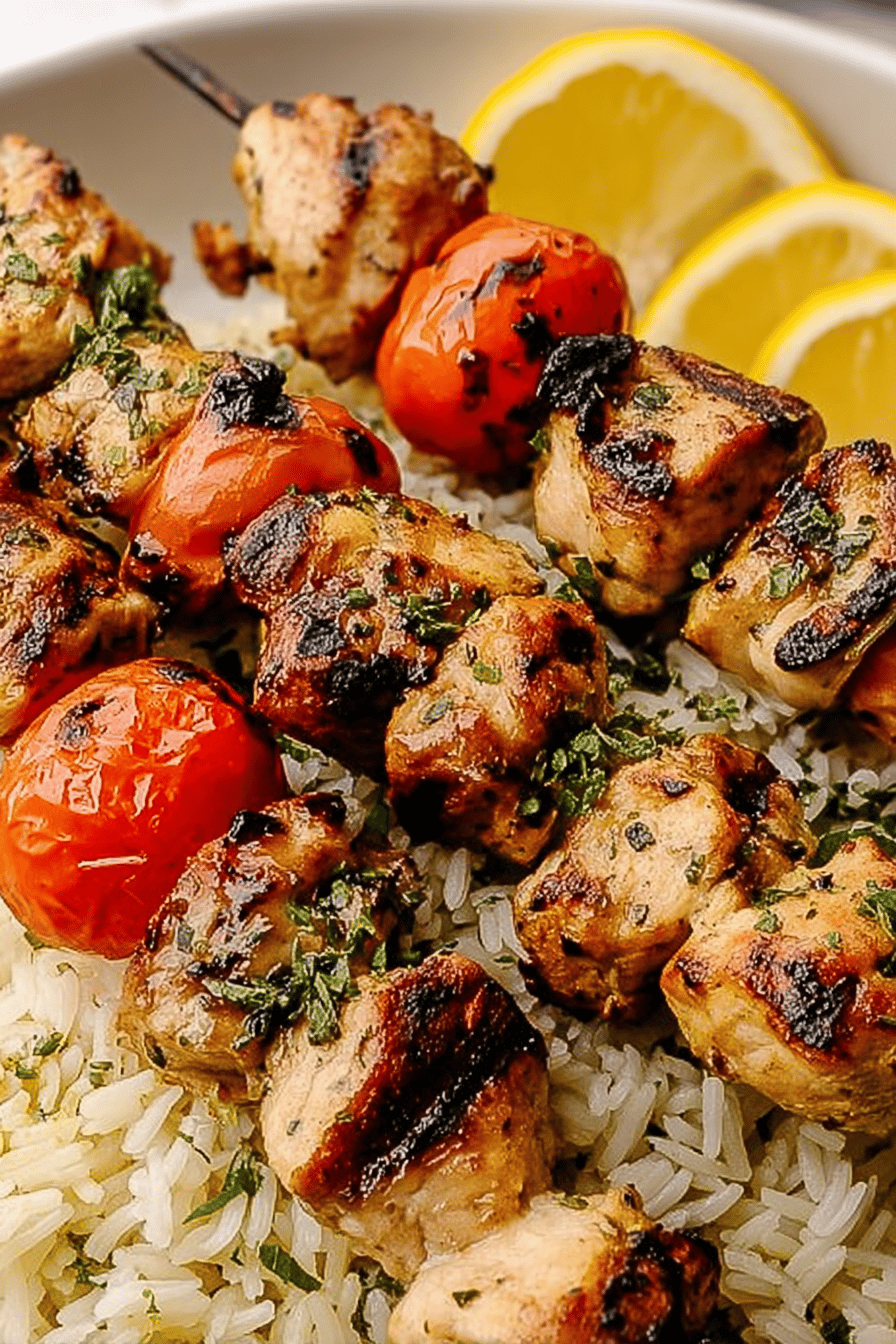 Greek Chicken Souvlaki Lemon Rice