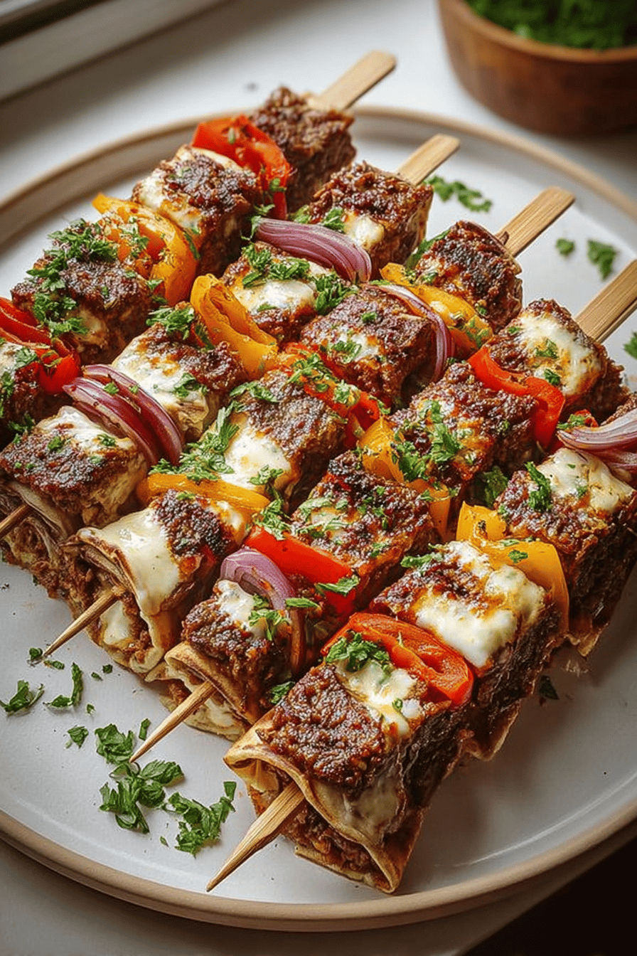 Layered Tortilla Kebab Skewers