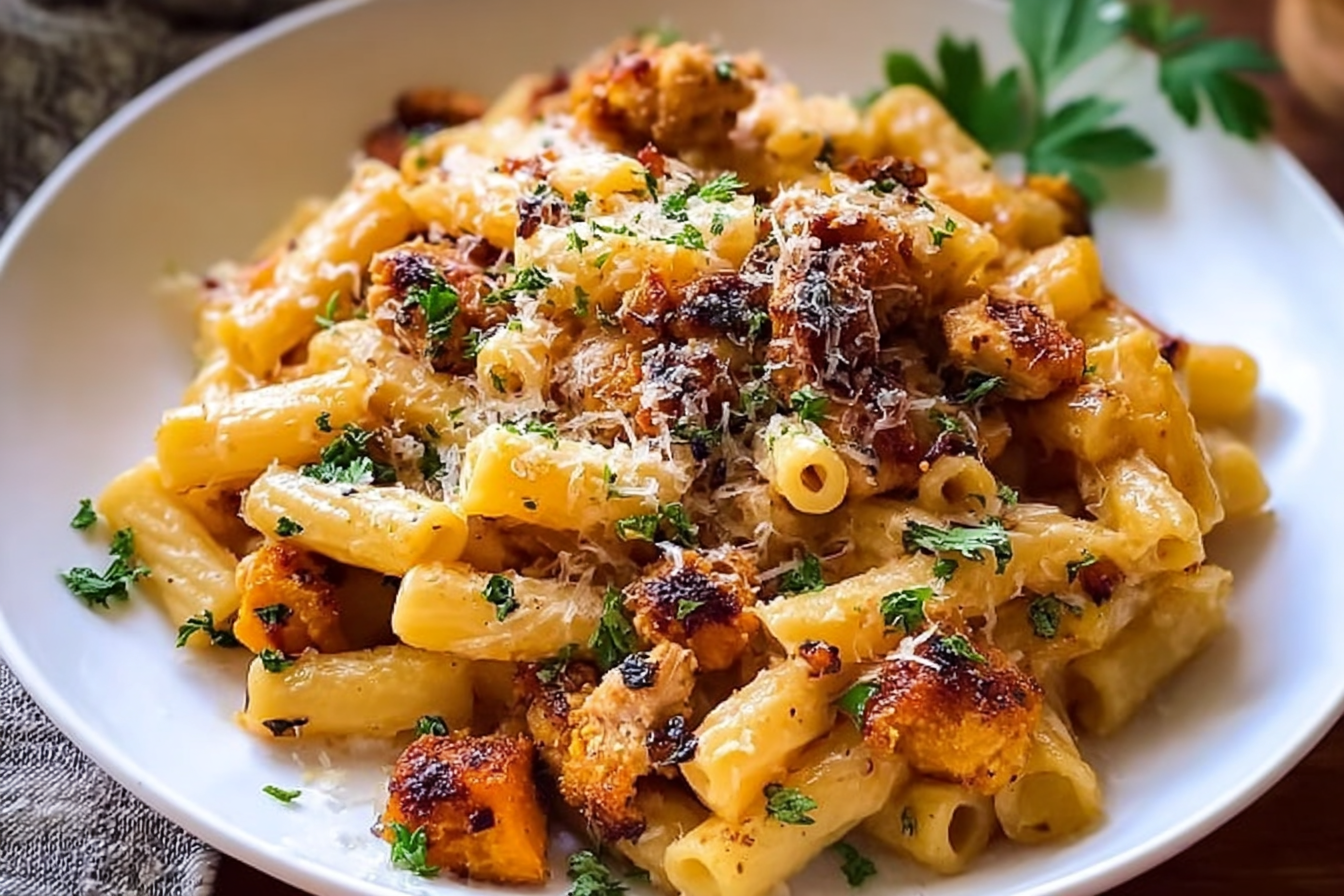Roasted Butternut Squash Chicken Pasta