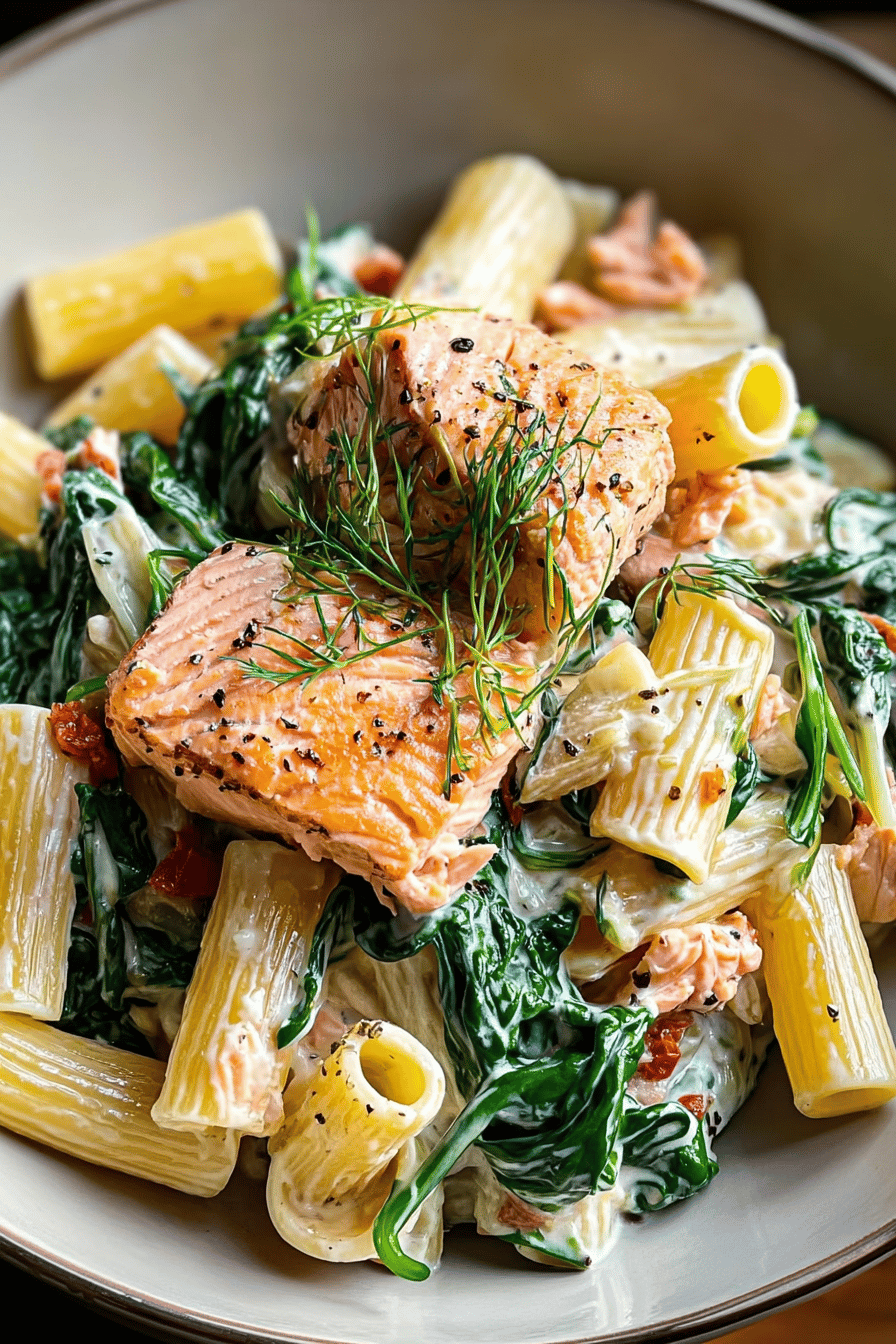 Salmon Spinach Pasta Recipe For Creamy Flavorful Dinners