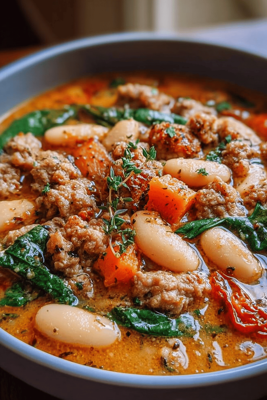 Spicy Italian Sausage Bean Soup