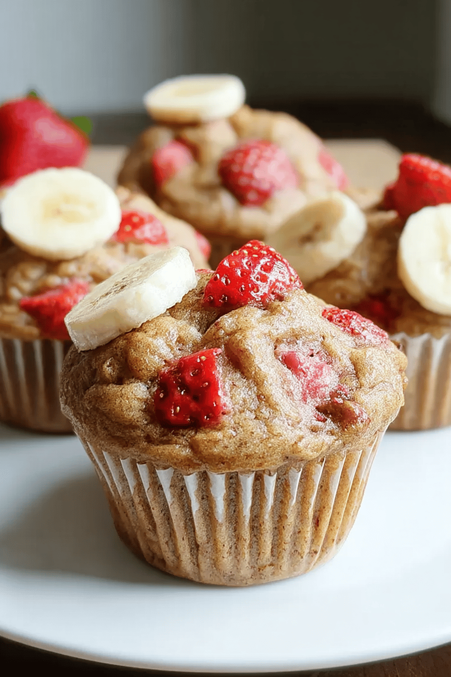 Strawberry Banana Yogurt Muffins