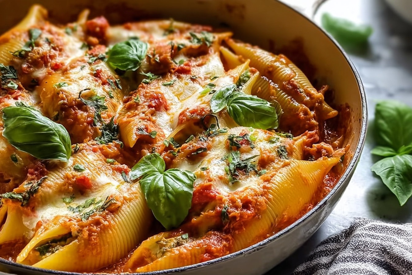 Stuffed Creamy Tomato Basil Pasta Shells