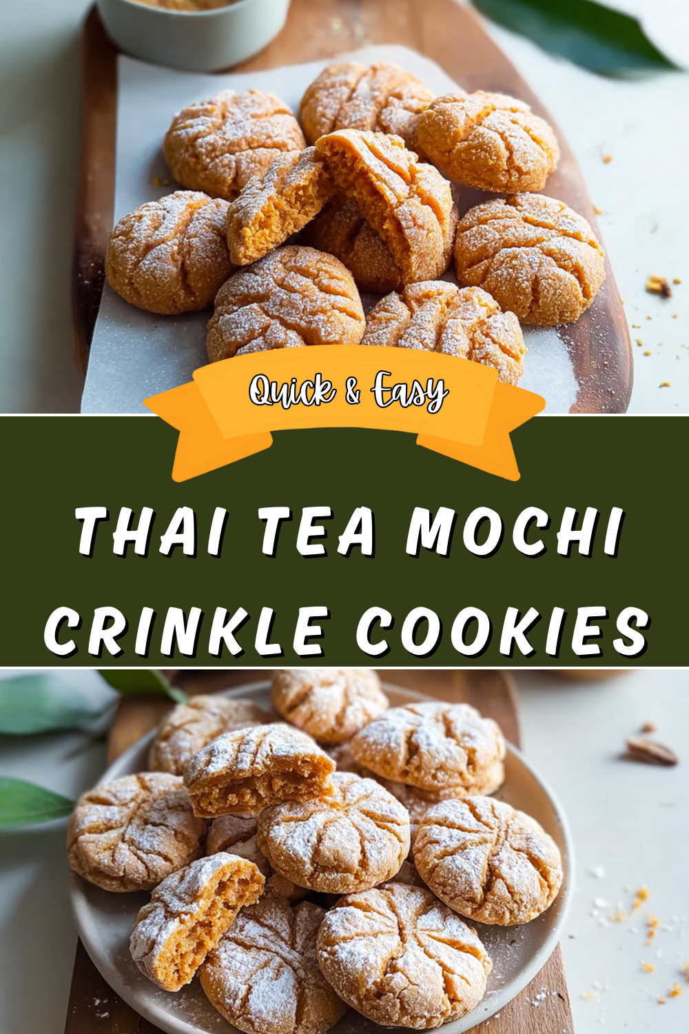 Thai Tea Mochi Crinkle Cookies