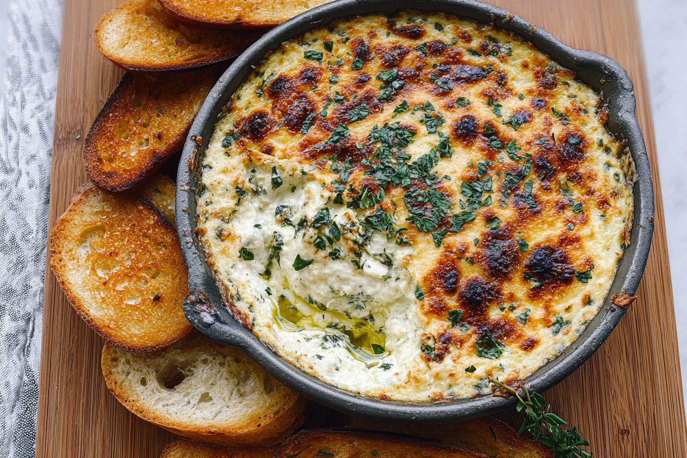 Baked Ricotta Dip Recipe With Garlic And Fresh Herbs