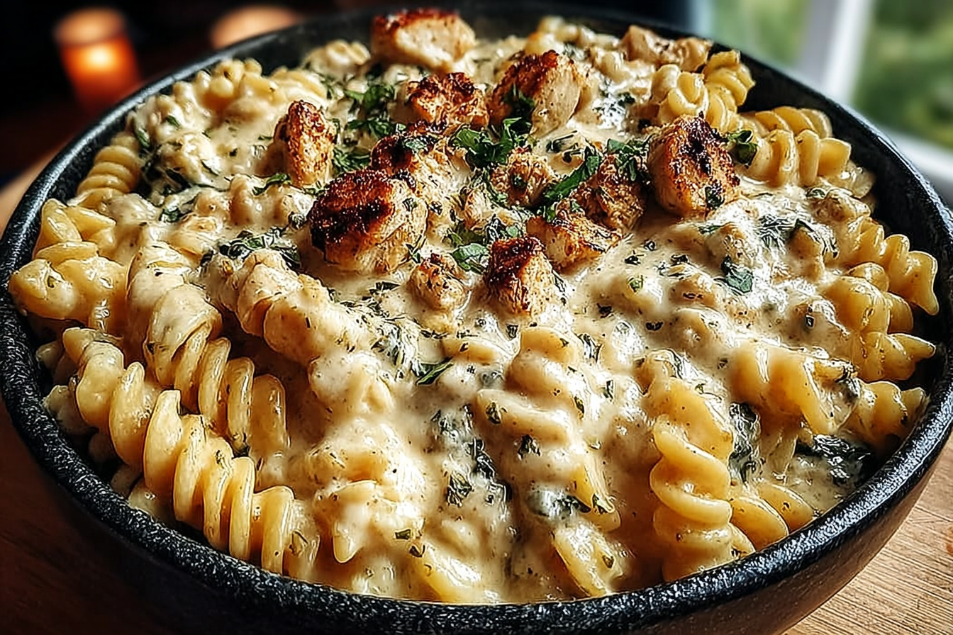 Crockpot Garlic Parmesan Chicken Pasta
