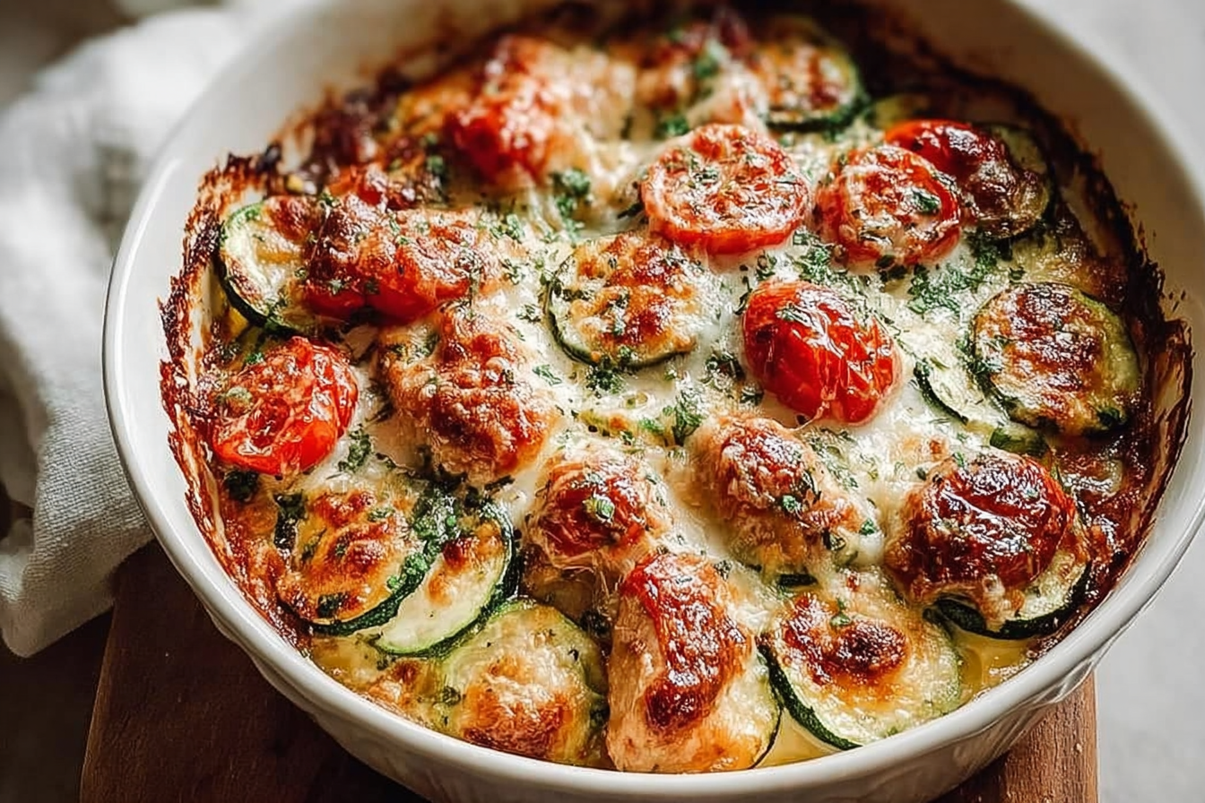 Mediterranean Chicken Zucchini Bake