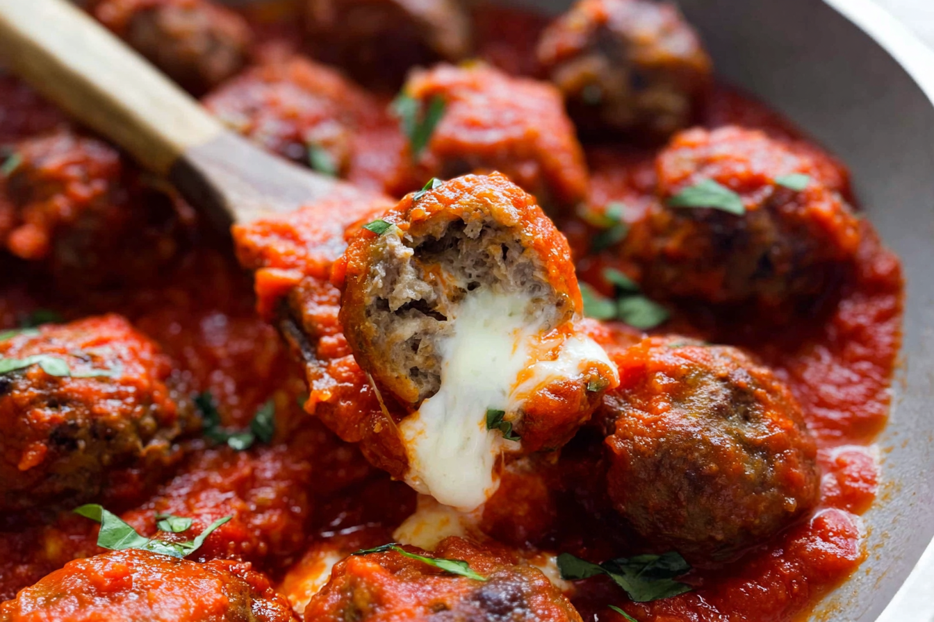 Mozzarella Stuffed Meatballs
