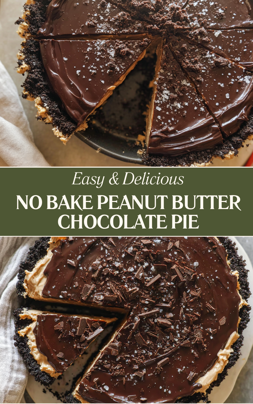 No Bake Peanut Butter Chocolate Pie