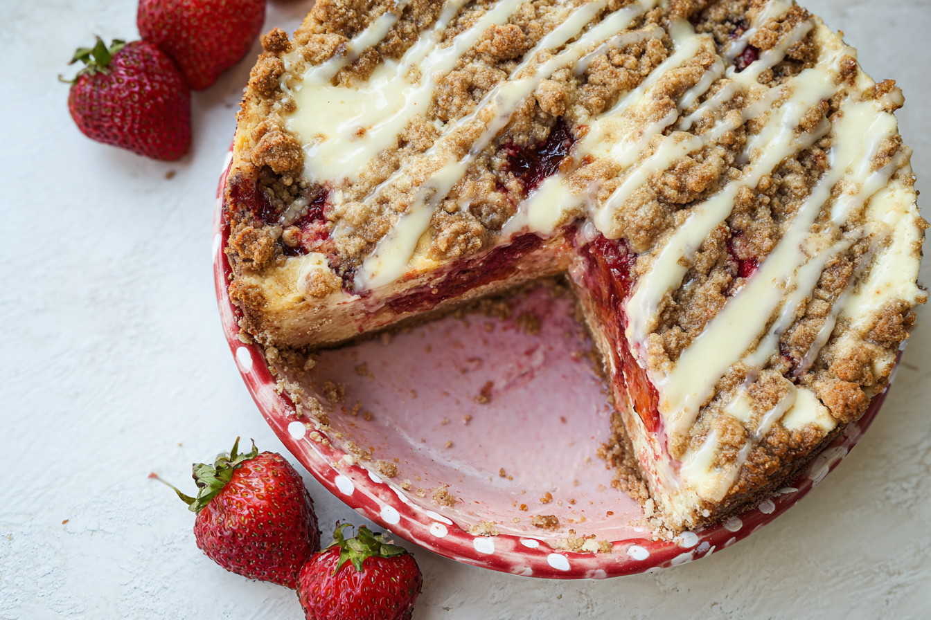 Roasted Strawberry Crumble Cheesecake Recipe