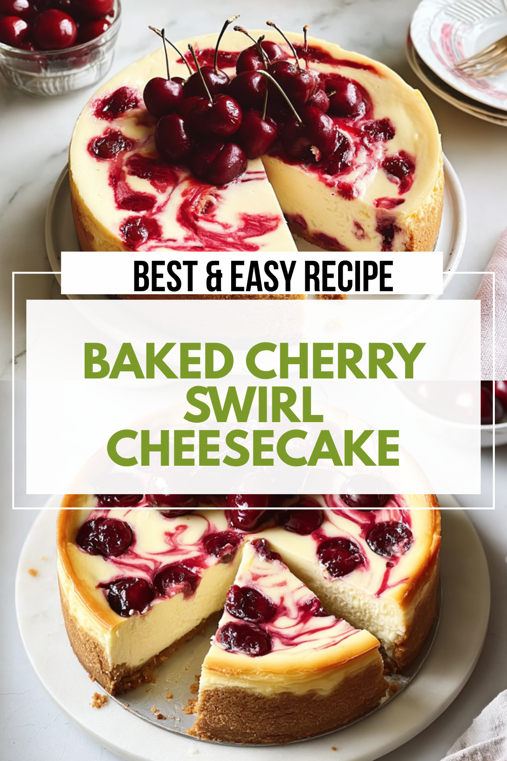 Baked Cherry Swirl Cheesecake