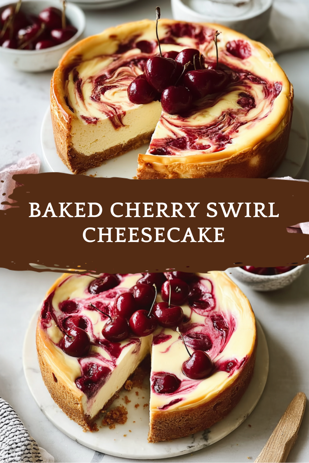 Baked Cherry Swirl Cheesecake