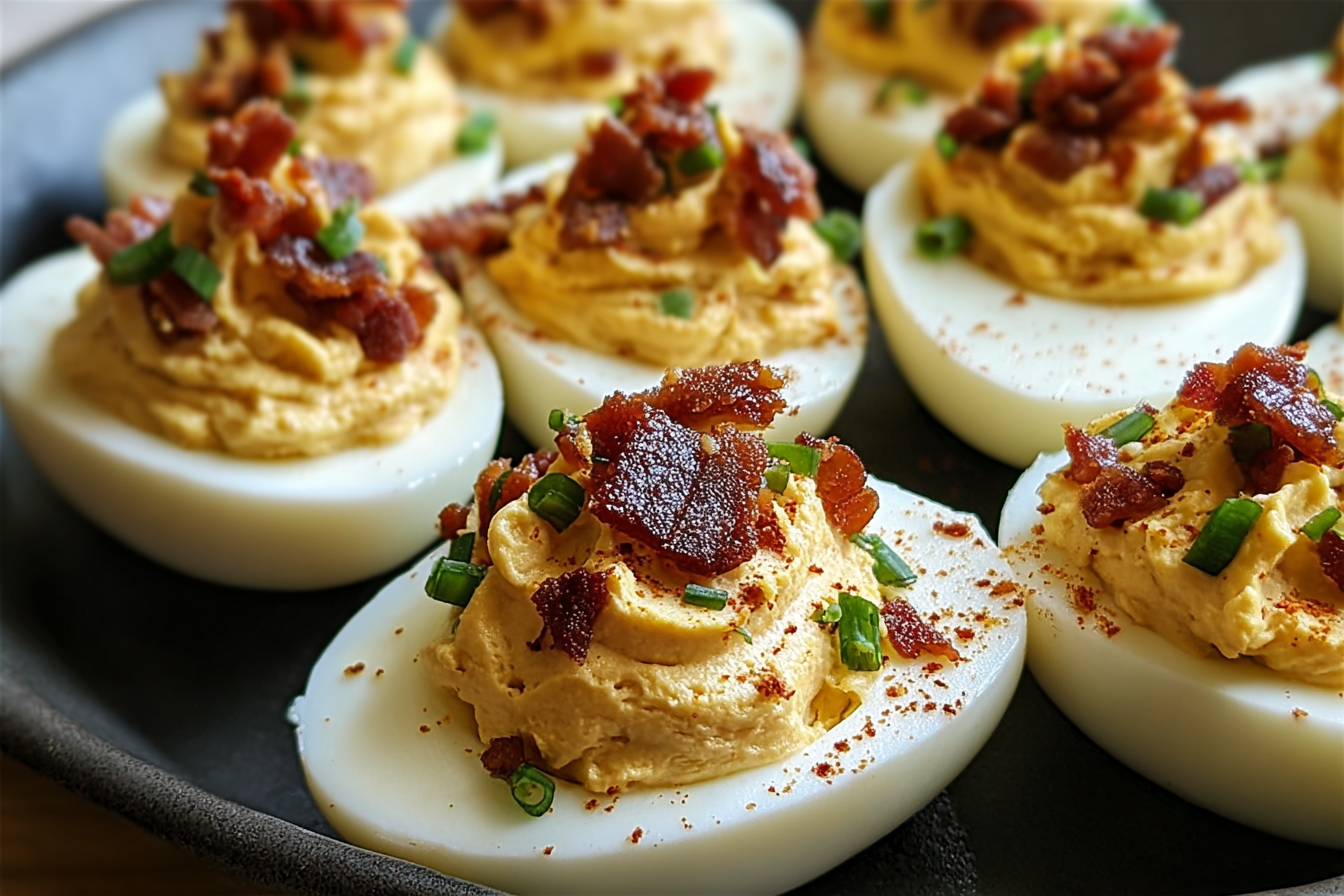 Candied Bacon Deviled Eggs