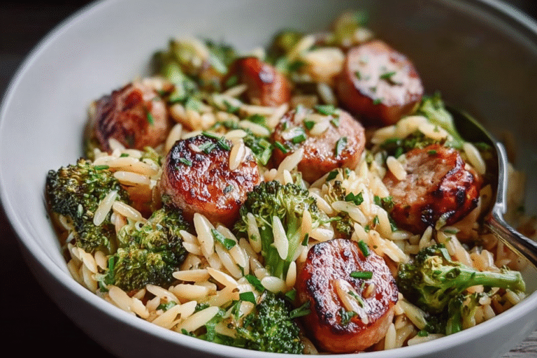 Chicken Sausage Broccoli Orzo Recipe 92.Png