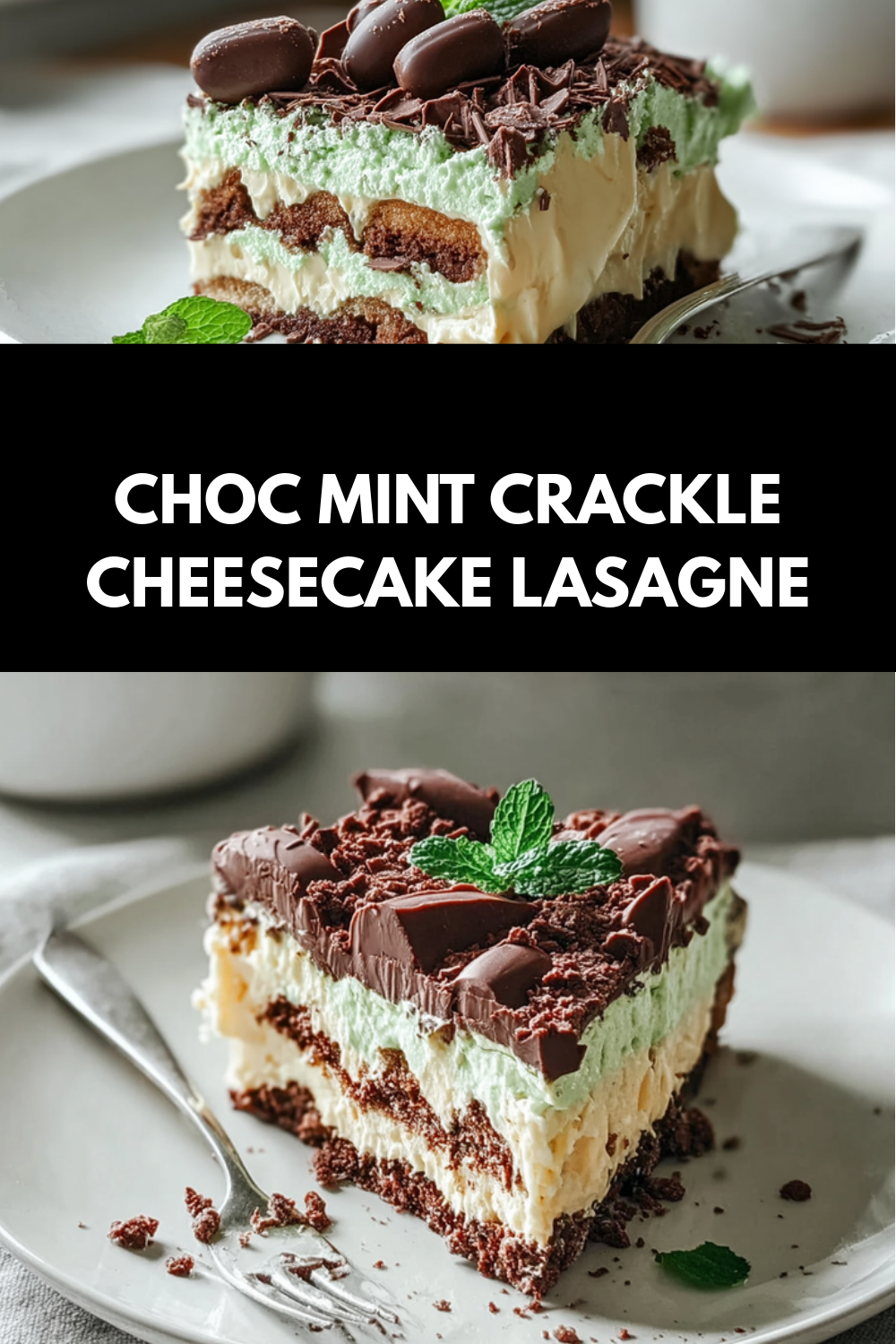 Choc Mint Crackle Cheesecake Lasagne