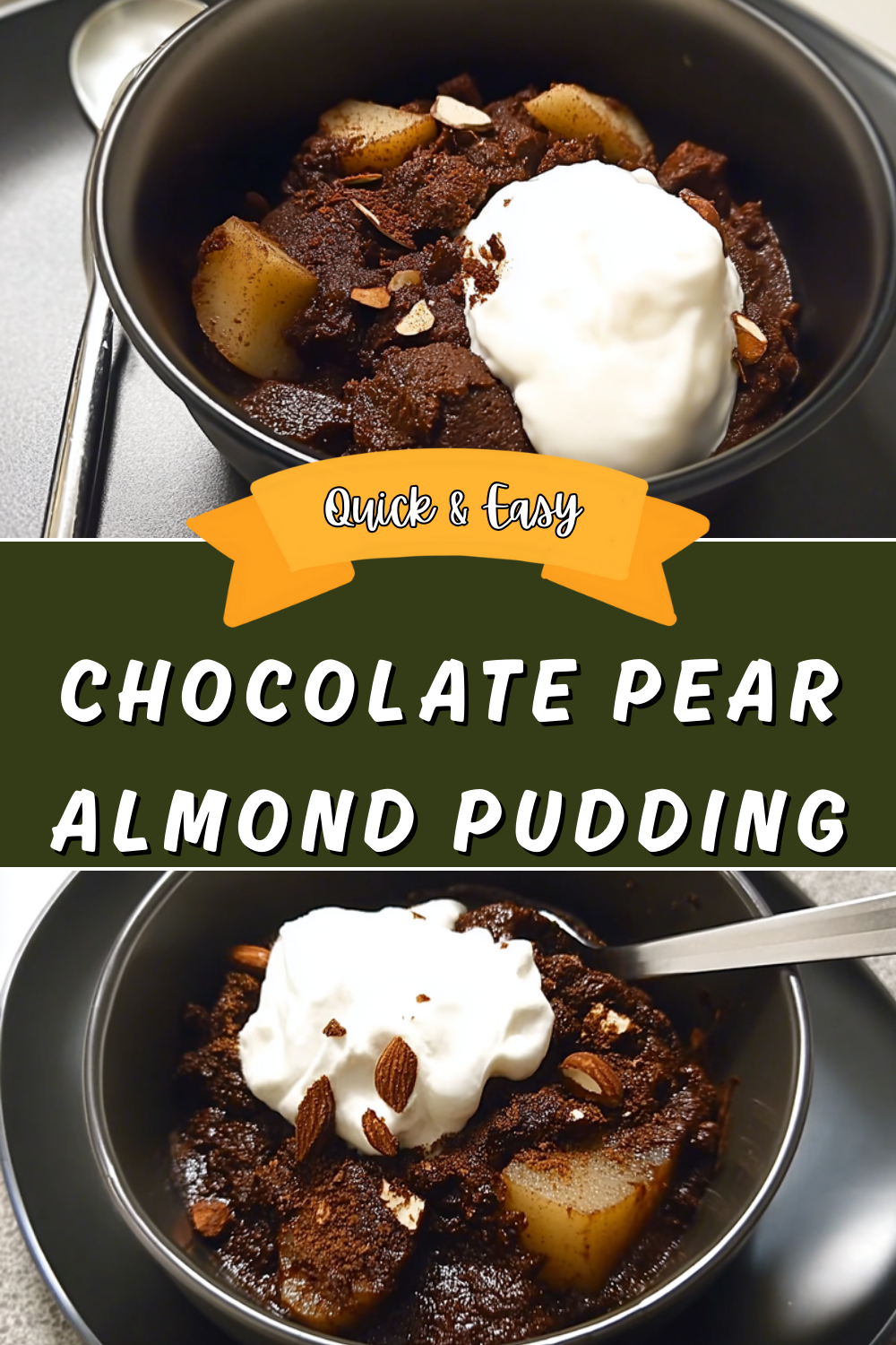 Chocolate Pear Almond Pudding
