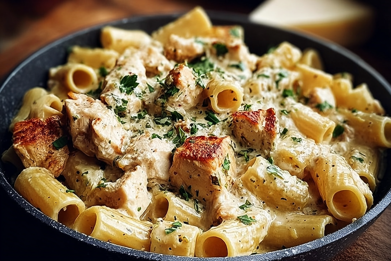 Creamy Garlic Butter Chicken Rigatoni