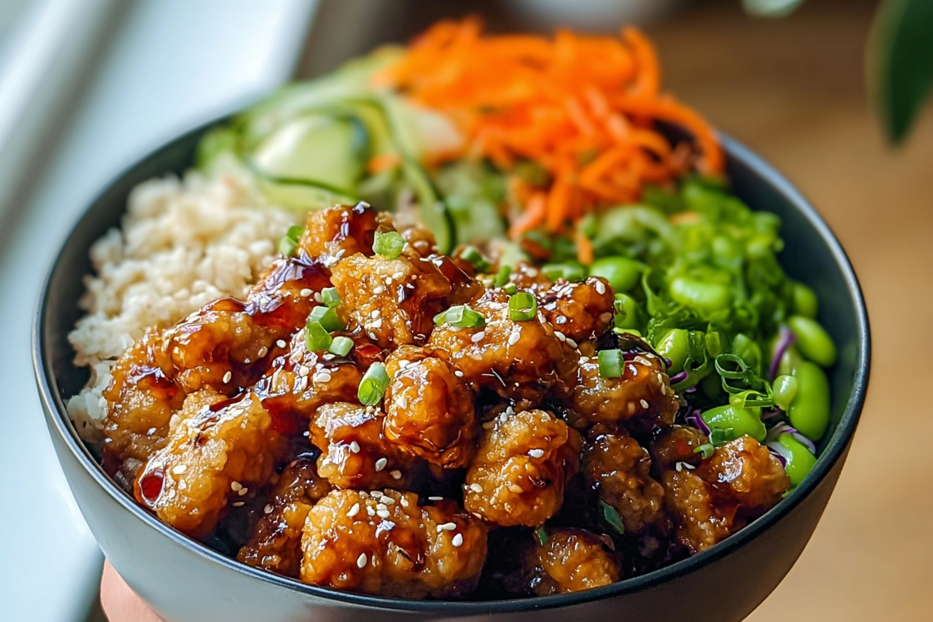 Crispy Honey Garlic Chicken Bowl