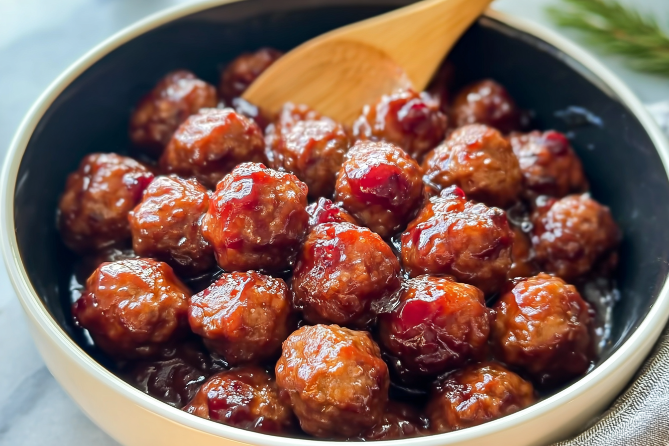Crockpot Christmas Cranberry Meatballs
