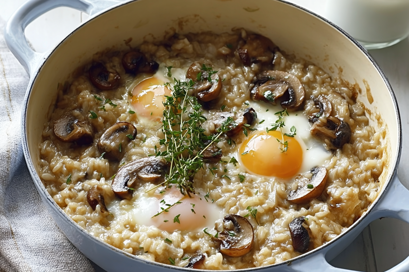 French Onion Mushroom Baked Risotto