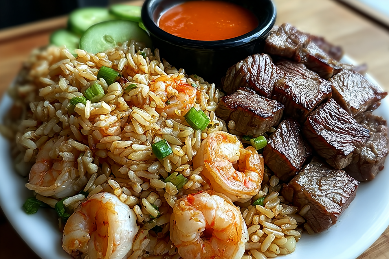 Hibachi Steak Shrimp Fried Rice Platter
