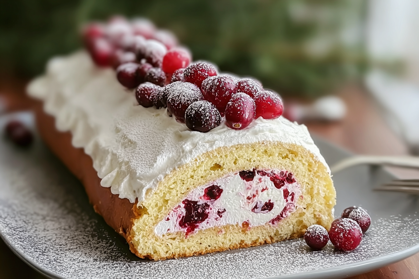Ladyfinger Cranberry Cake Roll