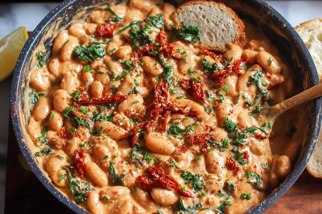 One Pot Creamy Sundried Tomato White Beans