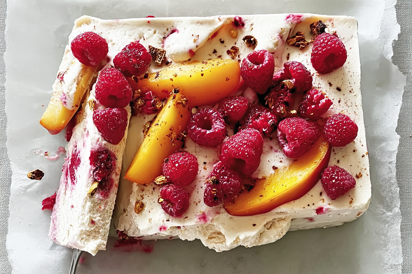 Raspberry Ice Cream Slice