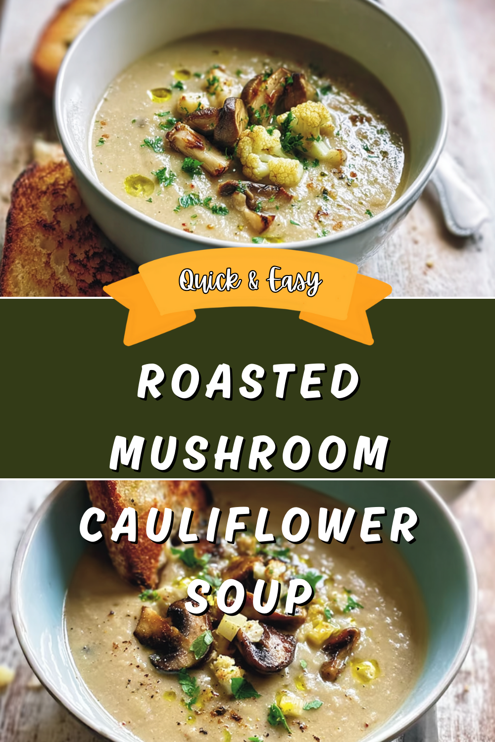 Roasted Mushroom Cauliflower Soup