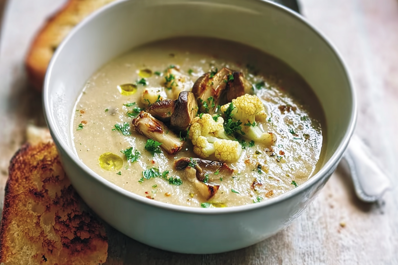 Roasted Mushroom Cauliflower Soup
