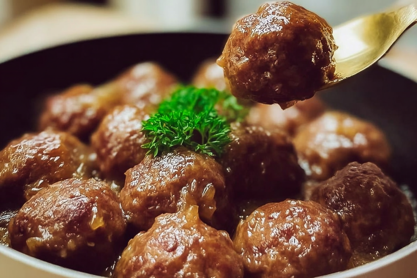 Slow Cooker French Onion Meatballs